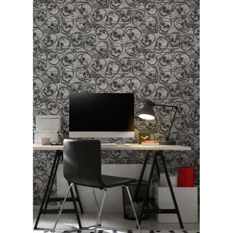 Ταπετσαρία τοίχου KIDS@HOME 108595 skull wall grey 1000x53cm